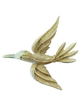 Vintage Solid Gold Plated Hummingbird Bird Brooch Pin